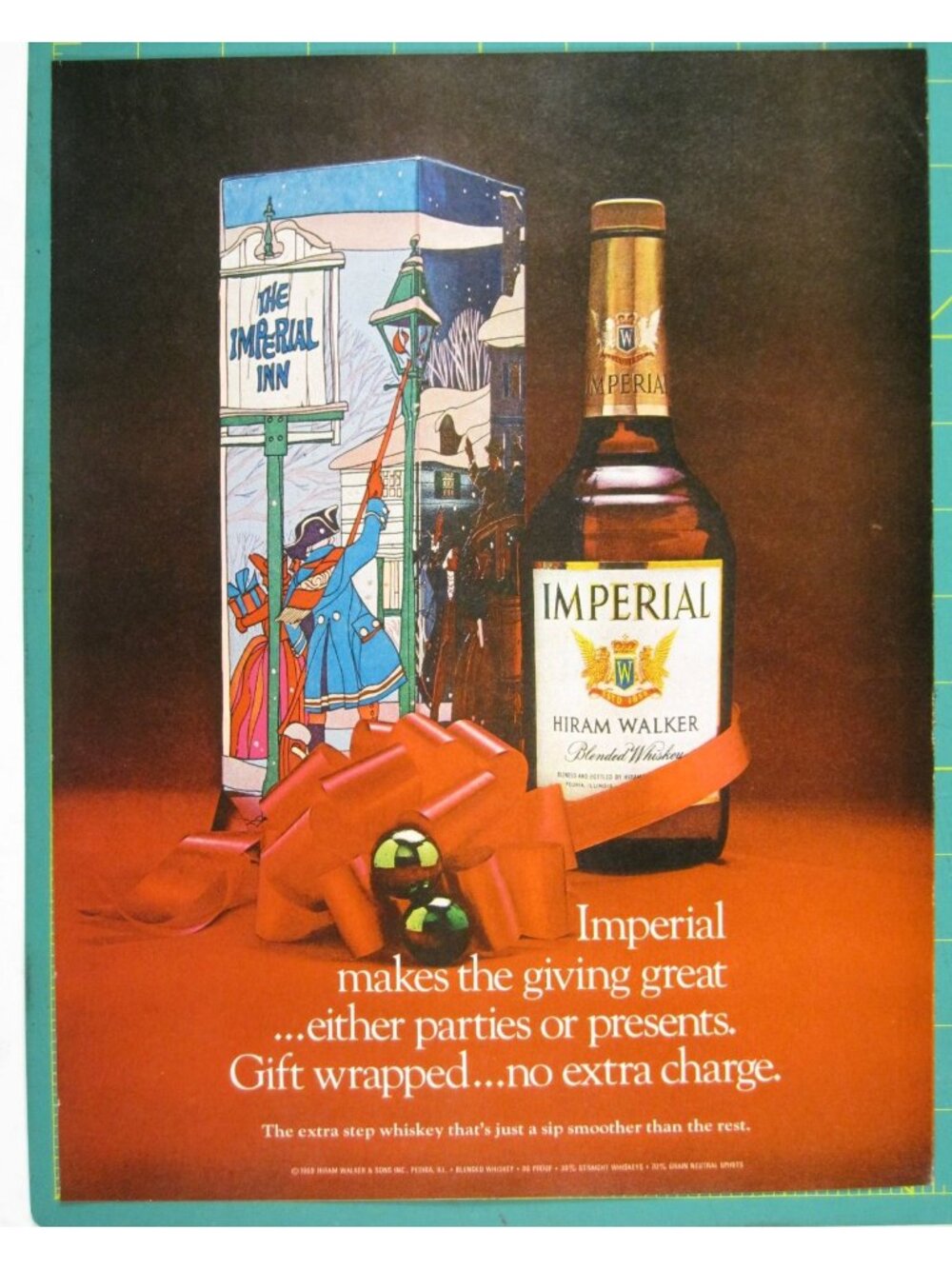 Print Ad Imperial Hiram Walker Whiskey 1969 Holiday Christmas MOD Cocktail Bar